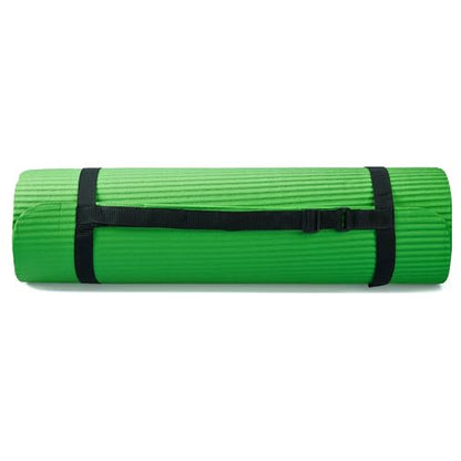 BalanceFrom 7-Piece Yoga Set with 71x24x0.5 Inches Extra Thick Mat and Carrying Sling – Includes 2 Blocks, Stretch Strap, 2 Towels, and Knee Pad for Home, Studio, and Gym Workouts - color: Green