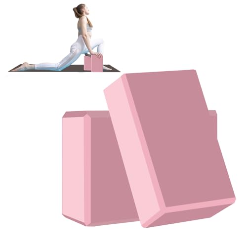 Yoga Block - Unsupported Latex Eva foam - Soft non slip surface with bevel for yoga, pilates, meditation - Yoga accessories for stability, balance and deep stretching - color: Pink-2 Pack