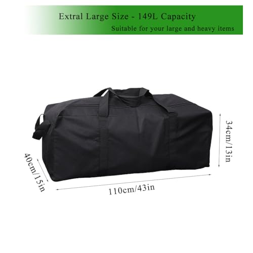 149L Extra Large Duffle Bag with Side Zipper, Heavy Duty 600D Waterproof Moving Bag for Travel & Camping, Foldable Cargo Luggage for Sports Gear with Lockable Zippers (149L) - size: 149L