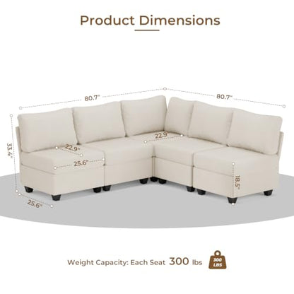 Breakfast Nook Bench with Storage, 5 Seats Modular Corner Banquette Seating - size: 5 Seats
