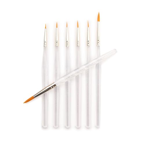 Royal & Langnickel RSET-9158 Royal Zip N' Close Gold Taklon Clear Acrylic Handle Detail Brush Set, 10.5 x 3.9 x 0.5, Multicolor, 7-Piece