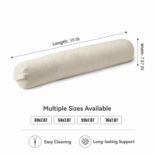 Velvet Bolster Pillow for Adults, Long Round Body Pillow for Bed, 59x7.87 - color: Beige, size: 59*7.87