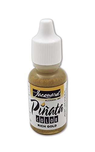 Jacquard Pinata Alcohol Ink - Rich Gold - Professional and Versatile Ink that Produces Color Saturated and Acid-Free Results - 1/2 Fluid Ounce - Made in The USA - color: Rich Gold, size: 1/2 fl oz