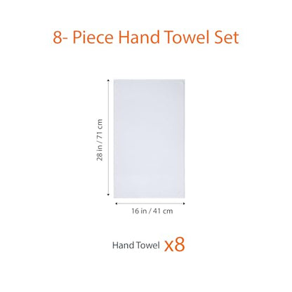 Amazon Basics 8-Pack Soft, Highly Absorbent, Quick-Dry Hand Towels, 100% Cotton, 28" x 16", White - color: White, size: Hand Towel, style: Hand Towel (Pack of 8)