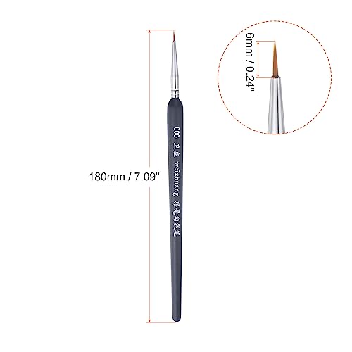 HARFINGTON 5pcs Detail Paint Brushes 6mm Pointed Tip 180mm Length Nylon Hair Miniature Painting Brush for Watercolor Oil Acrylic Painting(000#), Black - color: Black, size: 000# 6mm