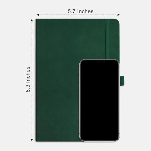 RETTACY Graph Grid Paper Notebook, 192 Pages, A5 Size (5.7'' x 8.3'') | 5 Squares per Inch, Leather Hardcover, 100 GSM Thick Paper, for School, Students, Math, Engineering (Dark green) - color: Dark Green, style: Grid