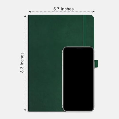 RETTACY Graph Grid Paper Notebook, 192 Pages, A5 Size (5.7'' x 8.3'') | 5 Squares per Inch, Leather Hardcover, 100 GSM Thick Paper, for School, Students, Math, Engineering (Dark green) - color: Dark Green, style: Grid