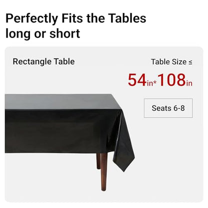 Auros 10-Pack Plastic Tablecloths, 54x108 Inch Disposable Table Covers, 8FT | Rectangle Waterproof & Throw Away Table Cloth, Easy Cleanup for Party, Wedding, Graduation, BBQ, Fits 6-8ft Table, Onyx Black - color: Onyx Black, size: 54" X 108" Rectangle