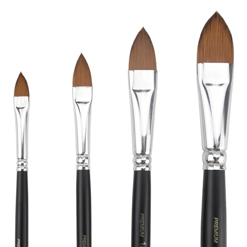 GACDR Cat Tongue Watercolor Brush Set, 4 PCS Oval Wash Brushes | 4 PCS Oval Wash Cat Tongue Brushes for Watercolor, Acrylic & Gouache—For Floral Petals, Leaves, Blending and Soft Washes Art