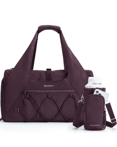 BAGSMART Gym Bag for Women, Lightweight Duffel with Shoe Compartment, Tote Bag with Wet Pocket for Yoga Travel, Grape - color: Grape, style: Casual Tote