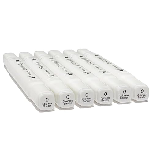 Arhomet 6pcs Colorless Alcohol Markers Set, Blender Blending Clear Markers Dual Tips Art Drawing Sketched Double Tipped for Adults Artists (Colorless) - color: Colorless