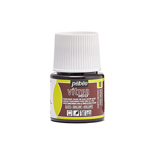 Pebeo Vitrea 160, Glossy Glass Paint, 45 ml Bottle - Earth Brown - color: Earth Brown