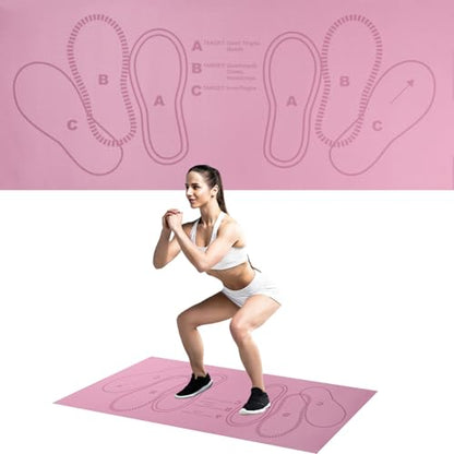 Squat Mat with Foot Position,Large Squat Target Pad 30'' X 13.8'',4mm Thickness Squat Mat Foot Positioning, Exercise Mat for Squats, Leg and Abdominal Workouts - color: Pink