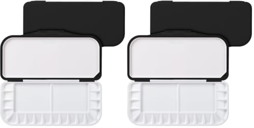 Mr. Pen- Airtight Watercolor Palette with Lid, 18 Wells & 2 Mixing Areas (Pack of 2) - color: Black, size: 2 Pack