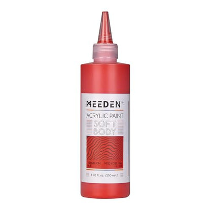 MEEDEN Soft Body Acrylic Paint: Vermilion Hue Matte Finish 250ml/8.45oz | Bulk Acrylic Colors in Ergonomic Bottle - Fluid Flow Art Paints for Artists Canvas Painting - color: Vermilion Hue