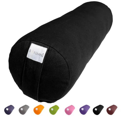 Pranayama Yoga Bolster Meditation Pillow - color: Black, size: Cylindrical 26" x 8"