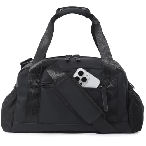 Bucosd Small Gym Bag for Women, Mini Crossbody Gym Duffle Bag with Wet Compartment, Carry on Gym Tote Bag for Workout Dance Sport Travel (Medium-Black) - color: Medium-Black, size: Medium