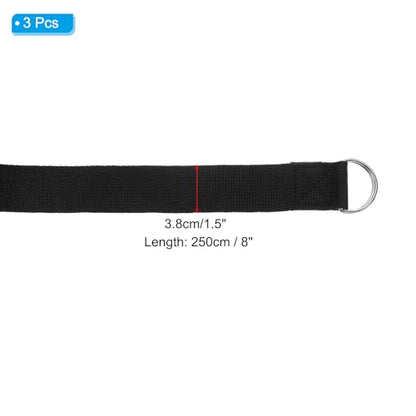 PATIKIL Yoga Strap for Stretching Cotton Yoga Belt with Adjustable Metal D-Ring Buckle Stretch Band for Fitness Pilates - color: Black