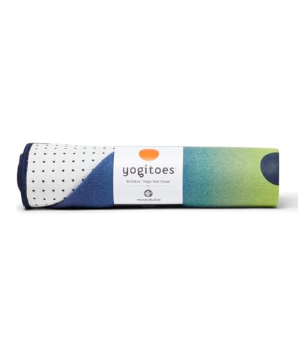 Manduka Yogitoes Hot Yoga Mat Towel - 71" | Moisture Activated Grip | Patented Silicone Nubs | Highly Absorbent, Durable & Easy Care | Made from Recycled Materials | 71 x 24 Inches | Emerald Array - color: Emerald Array, size: 71" x 24"