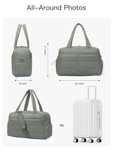 Gitus Travel Duffle Bag for Women Puffer Weekender Bags Carry on Gym Bag - color: Green