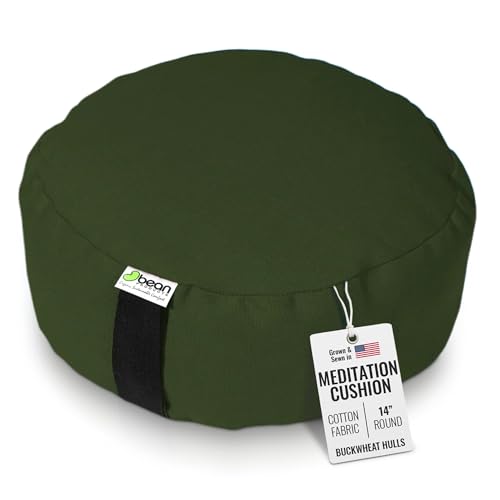 Bean Products Round Zafu Meditation Cushion, Yoga Pillow 14" Dia - Earth | Heavy Weight Washable Cotton Cover - Buckwheat Hull Filled Inner liner - Zen Floor Sitting Cushion - 14" Diameter - color: Earth, size: Round - 14"