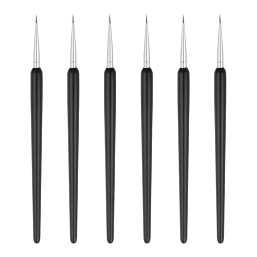 MECCANIXITY Miniature Detail Paint Brushes, 8mm Round Pointed Small Fine Tip Micro Paint Brushes for Fine Model Craft Art Face Acrylic Painting Oil Watercolor(Black, Pack of 6) - color: Black, size: 8mm