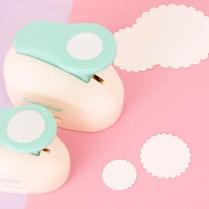 Craftelier - Scalloped Circle Punch 3" (7.62 cm) Diameter | Hole puncher, scrapbooking and crafts projects, lever punch, for paper and cardstock, size 5.9 x 3.74 x 4.13 in - size: Pack of 1: 3" Diameter