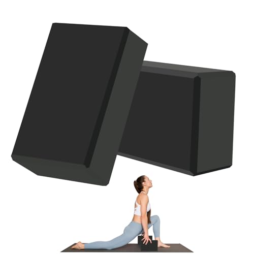 9"x6"x3" Yoga Blocks, Soft Non-Slip Surface Premium Foam Blocks, Supportive, Lightweight, Odor Resistant, Yoga Accessories for Pilates Meditation General Fitness Stretching Toning - color: black-2 Pack