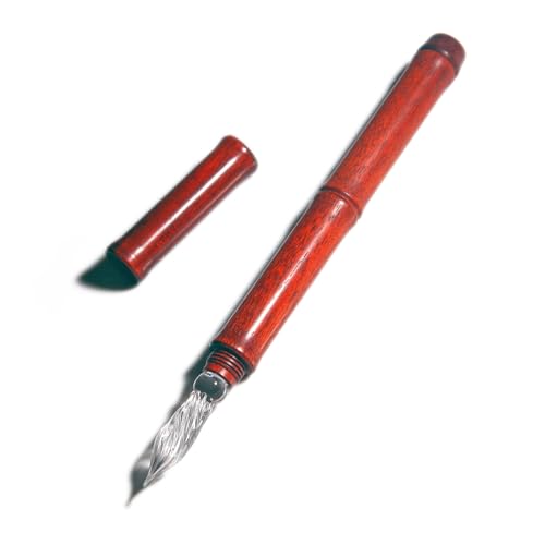 SeventyTwo Handmade Glass Dip Pen with Wood Handle, Fine Point Writing Instrument with Display Case (Red) - color: Red