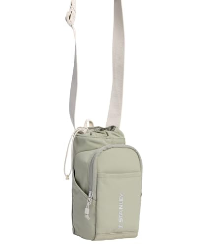 STANLEY Vitalize Carry-All Bag | Bottle Holder with Drawstring Cinch | Adjustable Shoulder Strap | Zippered Valuables Pocket | Durable Recycled Fabric | Sage Grey - color: Sage Grey, size: Carry-All