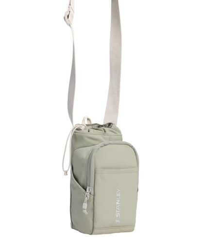 STANLEY Vitalize Carry-All Bag | Bottle Holder with Drawstring Cinch | Adjustable Shoulder Strap | Zippered Valuables Pocket | Durable Recycled Fabric | Sage Grey - color: Sage Grey, size: Carry-All