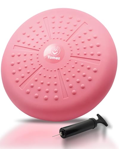 Tumaz Wobble Cushion Wiggle Seat Core Balance Disc with Pump | Extra Thick | Supports Active Sitting | For Sensory Kids | Core Training| Office, Home & Classroom - color: 10. Pink