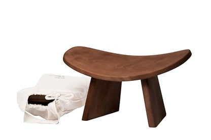 Meditation Bench IKUKO, Travel Yoga Stool, Walnut, Low Height - color: Dark Walnut, size: Low Height (6 inches)