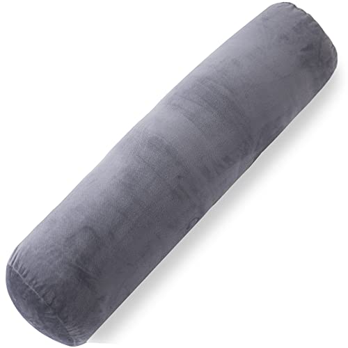 1 MIDDLE ONE Body Pillow for Adults, Bolster Pillow with Removable Velvet Cover, Long Round Cervical Roll Pillow, 35 x 7.87 Inches, Grey - color: Grey, size: 35 inch