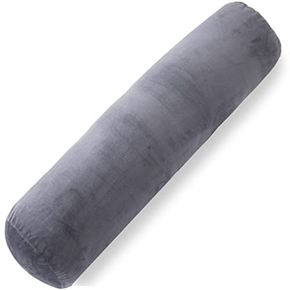 1 MIDDLE ONE Body Pillow for Adults, Bolster Pillow with Removable Velvet Cover, Long Round Cervical Roll Pillow, 35 x 7.87 Inches, Grey - color: Grey, size: 35 inch