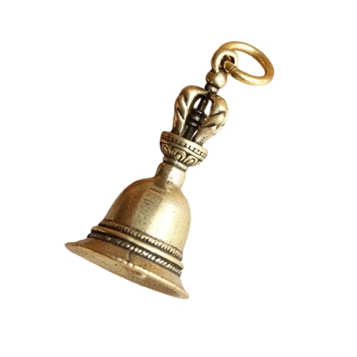 Retro Copper Bell Wind Chimes,Demon Subduing Bell Creative Solid Brass Bell Handicraft Tibetan Bronze for Decoration Car Pendant Small Circle Hand Bells and Chimes (4.7cm*2.5cm