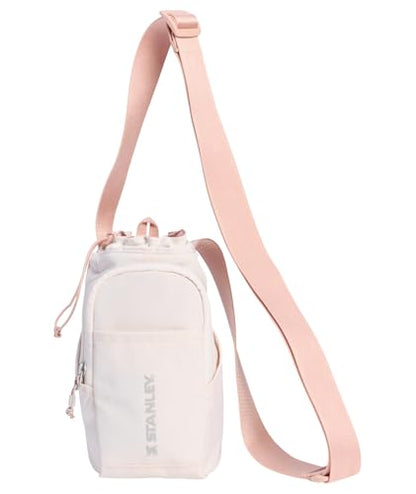 STANLEY Vitalize Carry-All Bag | Bottle Holder with Drawstring Cinch | Adjustable Shoulder Strap | Zippered Valuables Pocket | Durable Recycled Fabric | Rose Quartz - color: Rose Quartz, size: Carry-All