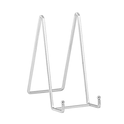 Plate Holder Easel Display Stand - 8 inch Metal Plate Stands for Display - Tabletop Picture Stand - Silver Iron Easels for Display Pictures | Photo Frames | Book | Decorative Plates | Plaque -2 Pack - color: Silver 8 inch-2