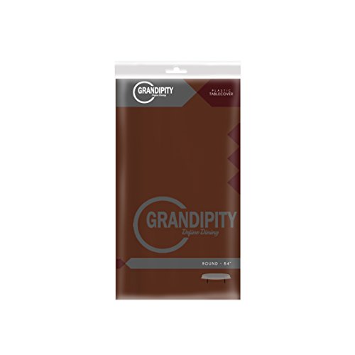 Brown 1 Pack Premium Disposable Plastic Tablecloth 84" Inch Round Table Cover - color: Brown, size: 1 Pack 84" Round