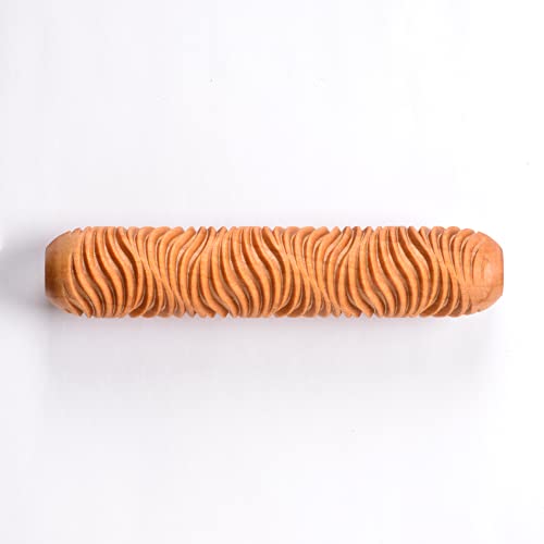 MKM Pottery Tools Wood Big Hand Rollers for Clay (BHR-92 Wave Flow) - color: BHR-92 Wave Flow
