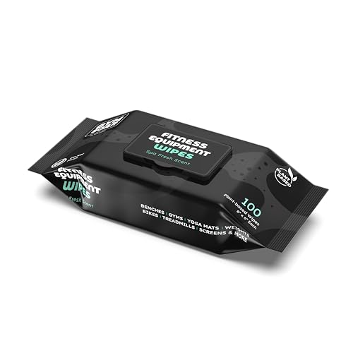 GymSoap Gym & Yoga Mat Cleaner Wipes, Plant Based - 100 Gym Equipment Wipes to Clean Exercise Equipment, Treadmill, Peloton Bikes - Gym Supplies, Cleaning Wipes for Home & Gym - Spa Fresh Scent