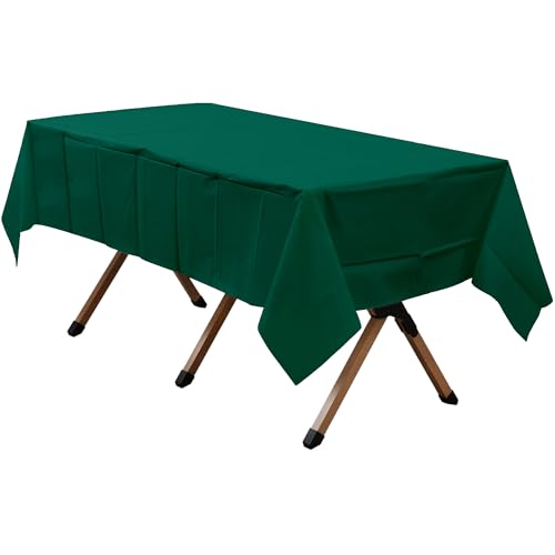 2 Pack Hunter Green Premium Plastic Tablecloth Rectangle 54 x 108 Inches Reusable Forest Green Decorative Table Cover for Dining, Wedding, Party, Indoor and Outdoor use - color: B04 Hunter Green, size: Rectangle 54"x108"