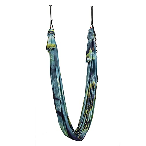 Aerial Yoga Hammock Aerial Pilates Silk Yoga Swing Set Inversion Equipment include daisy Chain, Pose Guide 5.5 yards - color: Emerald