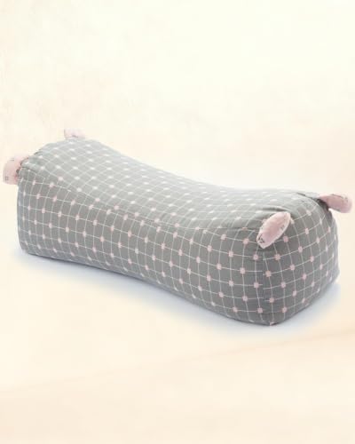 Buckwheat Pillow for Sleeping - Adjustable Buckwheat Hull Pillow for Neck Support, 16.5" x6.3” Cervical Roll Pillow, Firm Cylinder Bolster for Pain Relief, Yoga, Lumbar Support - color: Grey