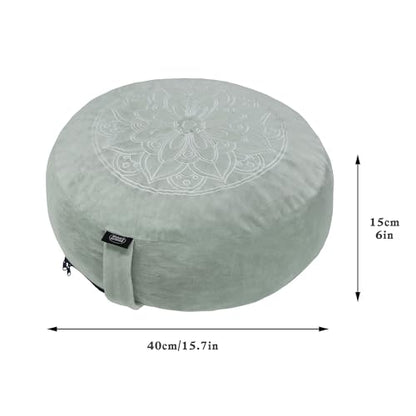 Meditation Cushion,Comfortable Floor Pillow, Memory Foam Fill in Meditation Pillow with Velvet Cover,Floor Cushion Seating for Adults,Premium Yoga Bolster (Grey)