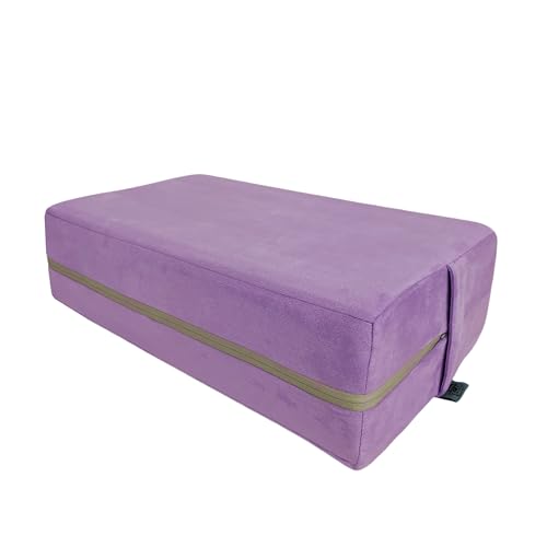 NGT new guide steps Yoga Bolster Pillow for Meditation and Support - Rectangular Yoga Cushion Foam Wedges Washable Suede Pillowcase for Men and Women with Carry Handles. (Purple)