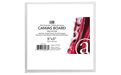 Art Advantage Canvas Board Recycled MDF 5x5 - Recycled MDF Canvas Panels for Painting, Paint Canvas, Canvases for Painting, Acrylic, Oil & Watercolor Art, Professional & Hobby Use - size: 5"x5"