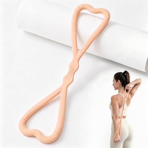 15LB Figure 8 Resistance Band for Physical Therapy & Yoga, 21.6" Long Stretching Band with Handles, Light Exercise Band for Beginners, Posture Correction, Arm Workout - color: Orange