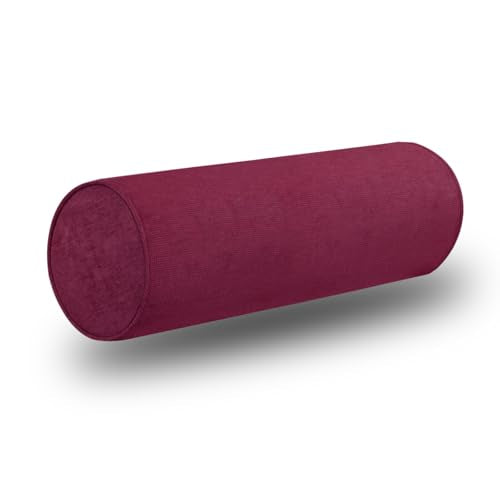 Cylinder Round Memory Foam Support Pillows Cervical Neck Roll Pillow with Pillowcase Soft, Comfortable and Breathable for Sleeping, Chair, Car, Sofa，Travel (Rose Red, 18x6) - color: Rose Red, size: 18x6