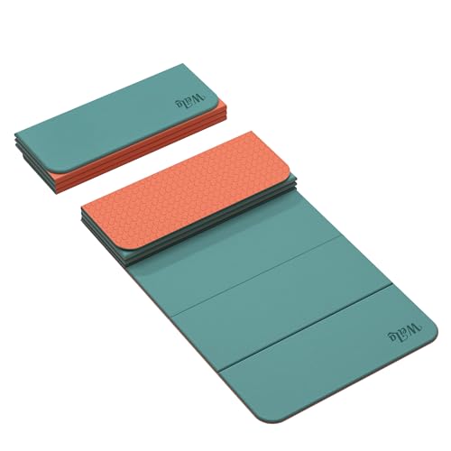 Foldable Yoga Excercise Mat 71"L x 24"W, Odourless Light Weight POE Mat For Home Fitness and Gym Workouts, 1/4 inch Non-slip design for All Types of Yoga Pilates - color: Green Orange, size: 71"Lx24"W